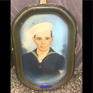 Vintage WW2 18x12in framed Navy picture Rare